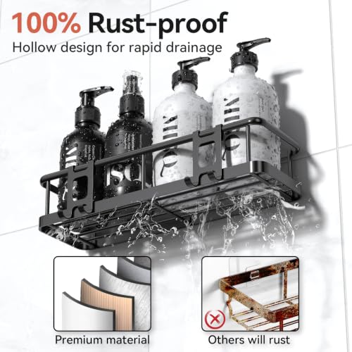 YASONIC Adhesive Shower Caddy 6 Pack, Rustproof Stainless Steel Organizer
