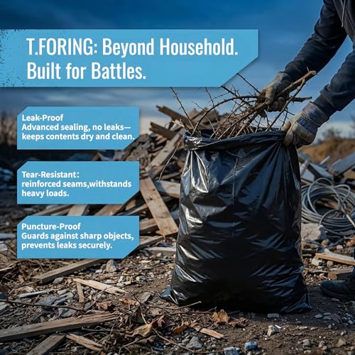Heavy Duty 55-60 Gallon Trash Bags - 2.1 Mil Black Garbage Bags (100 Count)