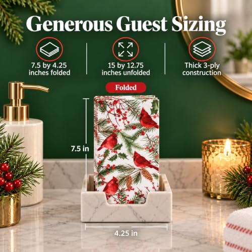Christmas Cardinal Disposable Paper Napkins 100 Pack for Holiday Parties