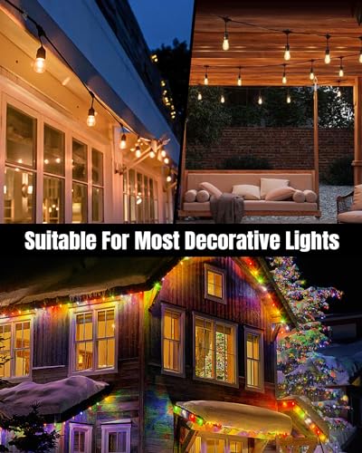 LZC 25 Pack Clear Adhesive Strips Hooks for Outdoor String Lights Waterproof
