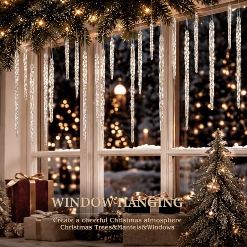 Patelai 70 Pcs Glass Icicle Christmas Tree Ornaments - 4 Sizes Holiday Decor