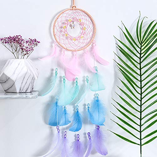 Colorful Handmade Moon Dream Catcher Feather Wall Hanging Decor