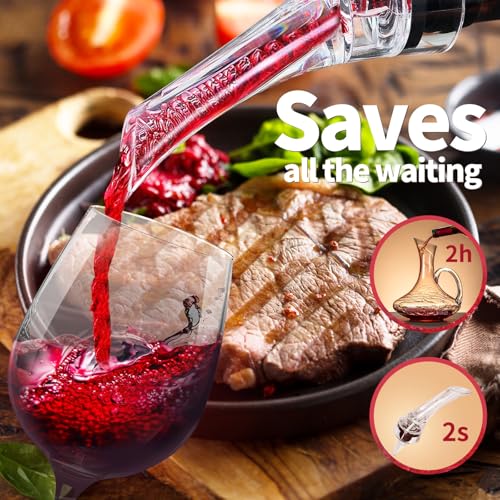Kearning Transparent Wine Aerator Pourer Spout - Instant Decanter & No-Drip Gift for Wine Lovers