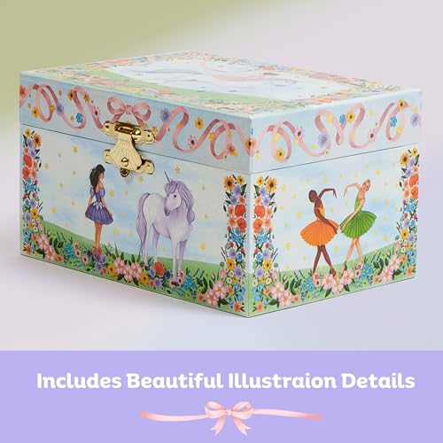 Unicorn Musical Jewelry Box for Girls with Necklace - Wooden Keepsake