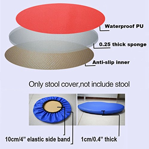 2PC Waterproof PU Bar Stool Covers - Anti-Slip Round Seat 17.5 Inch