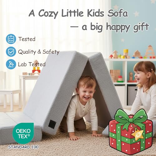 Kids Foldable Floor Sofa and Convertible Futon Chair with Storage Bag