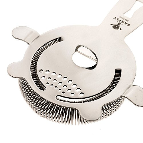Heavy Duty Spring Bar Strainer with 4 Prongs - Stainless Steel Cocktail Strainer