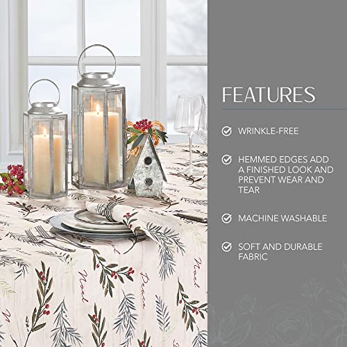 Threadmade Holiday Tree Trimmings Tablecloth, Multicolor - 60" W x