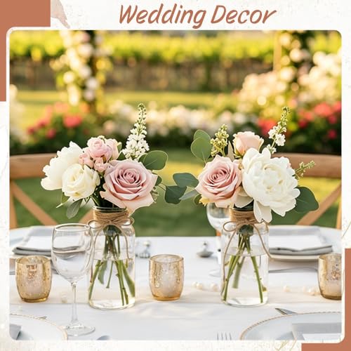 12-Pack Clear Glass Mason Jar Vases for Table Centerpieces & Wedding Decor