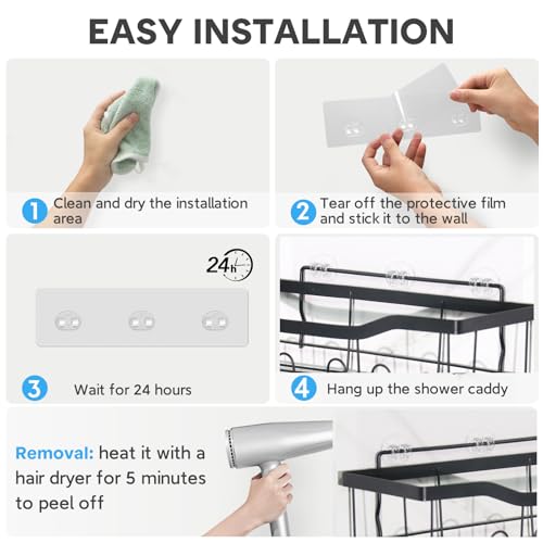 Lsnisni 14 Pack Shower Caddy Adhesive Replacement Waterproof Hooks No Drilling