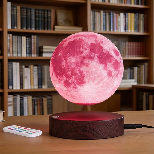 VGAzer Levitating Moon Lamp with 16 Colors Remote Control - 3D Printing Night Light, Floating Spinning Moon Decor Gift