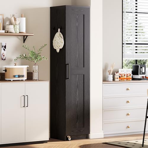 IRONCK Black Narrow Kitchen Pantry Cabinet 72" Slim Tall Storage Closet