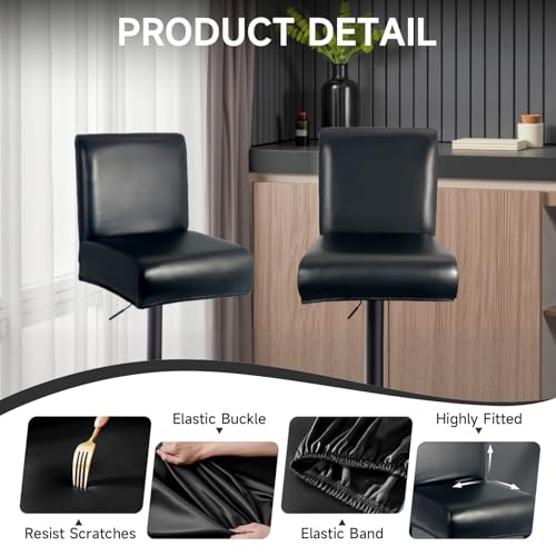 Waterproof PU Leather Bar Stool Covers Set of 4 with Backs