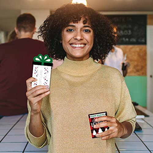 Big Dot of Happiness Plaid Teacher Appreciation Card Holders Set of 8, 4 x 5.5 inches – Holiday Gift Card & Cash Holders for Teachers