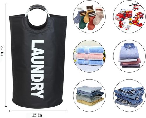 90L Waterproof Laundry Basket by [Brand Name] - Durable Hamper with Foam Handles | Black, 3-Pack