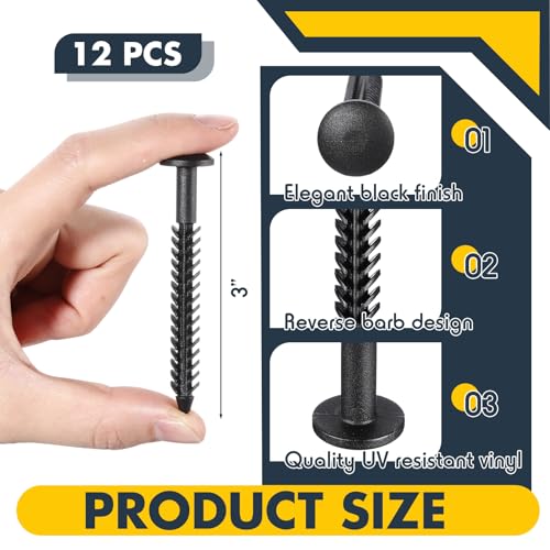 12 Pack Vinyl Shutter Fasteners, UV Resistant Exterior Shutter Spike Loks