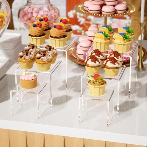 Clear Acrylic Display Risers - 6-Piece Set for Figures and Desserts
