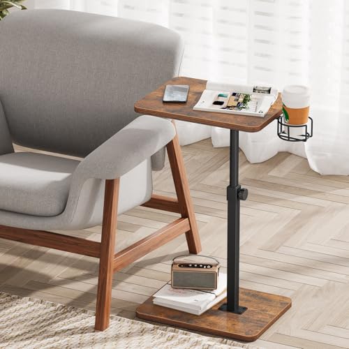 Adjustable TV Tray Table with 360° Swivel Top for Sofa and Bed