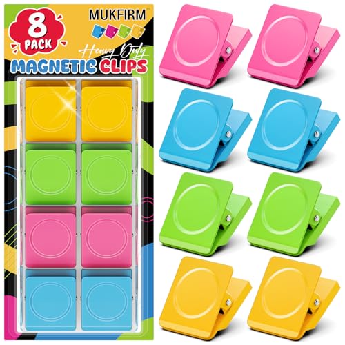 8-Pack Heavy Duty Magnetic Clips for Refrigerator, Whiteboard and Locker