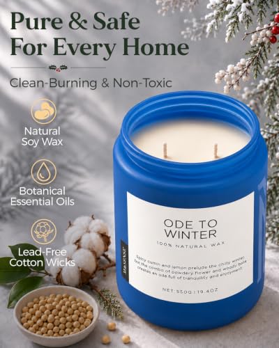 M&SENSE Ode to Winter Large Soy Candle 19.4oz, 110h Burn Time - Holiday Gift