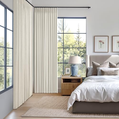 100% Blackout Linen Curtains - Pinch Pleat Design, 40x84 Inches, 2 Panels