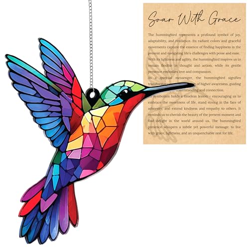 Rainbow Hummingbird Christmas Ornament - Hanging Tree Decor by Sensemory