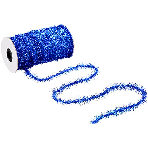 Blue Metallic Christmas Tinsel Garland - 50 Yard Thin Twist Garland