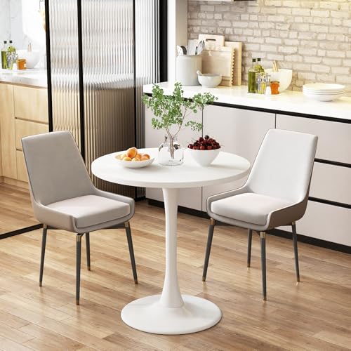 24-Inch Round Tulip Dining Table, Mid-Century Modern White Kitchen Table