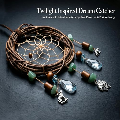 Natural Rattan Dream Catcher with Wolf and Bear Pendants, Boho Wall Decor