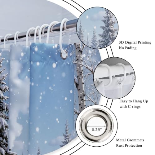 Riyidecor Christmas Snowman Bathroom Shower Curtain Set with Rugs, White, 72" x 72" - 4 Pieces