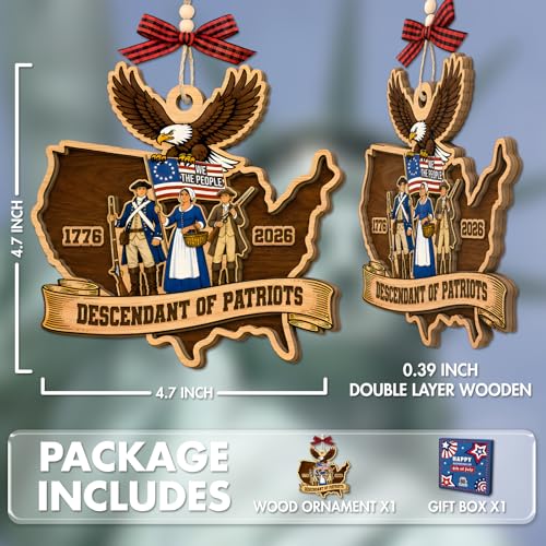 USA 250th Anniversary Wooden Ornament - We The People Patriotic Keepsake