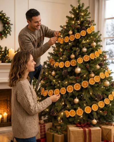 VIUMVC 10 Ft Dried Orange Slice Christmas Garland Fall Decor - Rustic Holiday Wreaths