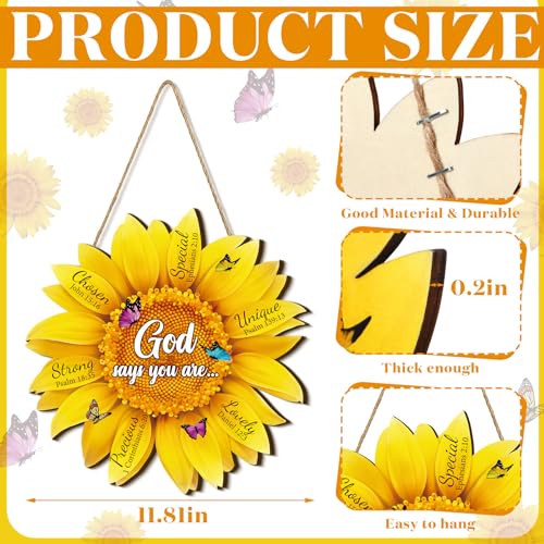 11.8 Inch Wooden Sunflower Welcome Sign with Bible Verse Wall Decor