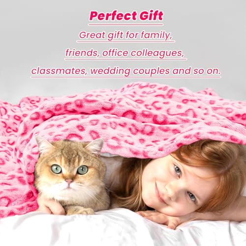 Pink Leopard Print Fleece Throw Blanket, Soft Fuzzy Microfiber for Kids