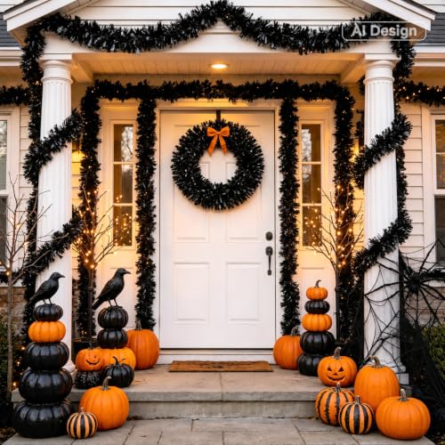 Black Tinsel Garland 33 FT - Halloween & Party Decorations, KINGLAKE