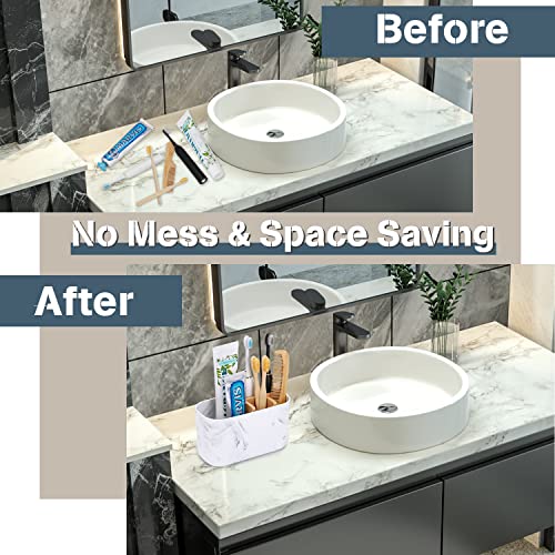 GFWARE Marble Toothbrush Holder & Toothpaste Organizer with 5 Slots
