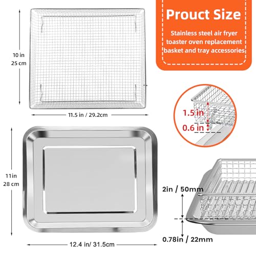 Air Fryer Baking Tray and Wire Mesh Basket Set for Toaster Ovens