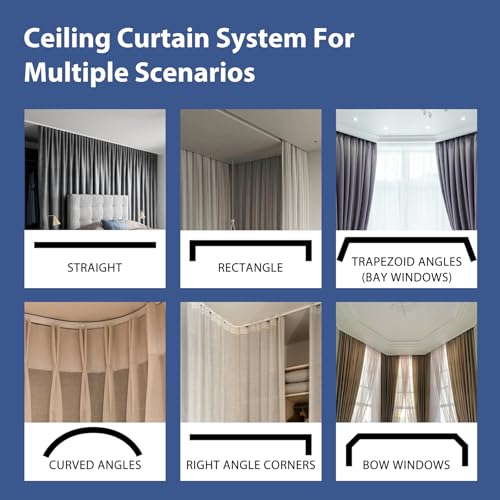 Ceiling Mounted Room Divider Curtain Set with Flexible Track, 8.3ft x 8ft