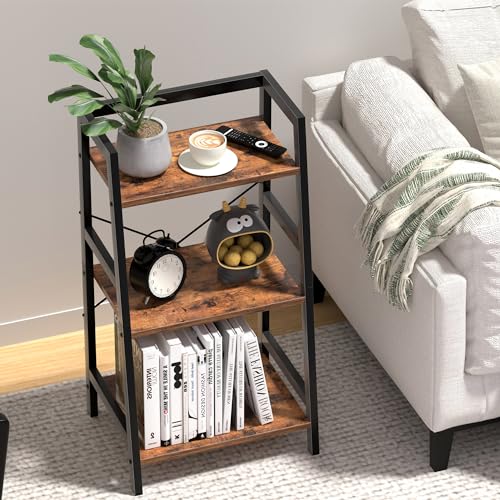 3-Tier Ladder Bookshelf, Small Industrial Storage Rack for Home and Office