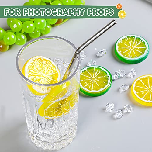 300 Pcs Clear Fake Crushed Ice Cubes & 20 Pcs Lemon Slices Decor