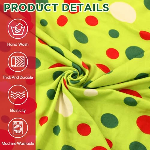 Peryiter 2 Pcs Christmas Sofa Cover Set Lime Green & Red Dots - Stretchable Milk Silk Slipcovers for Couch & Loveseat, Holiday Home Decor