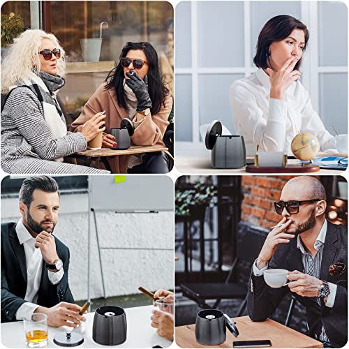 XL Stainless Steel Outdoor Ashtray with Lid - Windproof & Smokeless Design