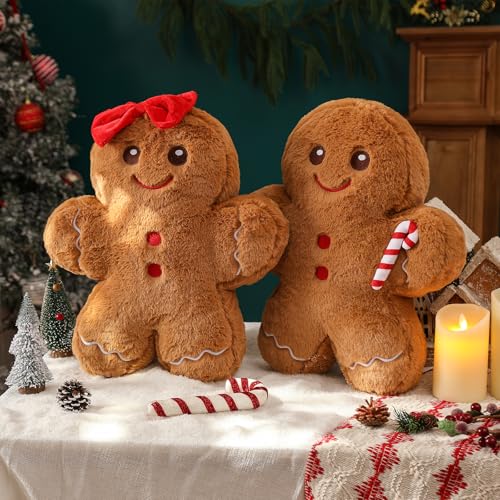 YRXRUS 16x12 Inch Christmas Gingerbread Pillow - Cute Holiday Throw Cushion