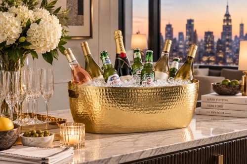 Cruiser’s Cache 18x11 Inch Gold Aluminum Beverage Tub - 21 Quart Cooler