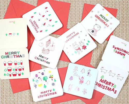 Rayker 24 Pack Mini Christmas Greeting Cards & Envelopes - 3x3" Holiday Holiday