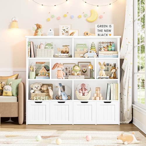 Kids Toy Storage Organizer with 7 Cubes and Mobile Rolling Drawers