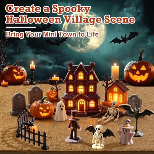 Halloween Village Landscape Mat - 39.4" x 15.7" Natural Coconut Coir Base
