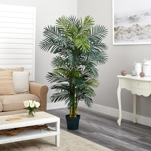 6.5 ft Artificial Golden Cane Palm Tree - Lifelike Silk Indoor Plant