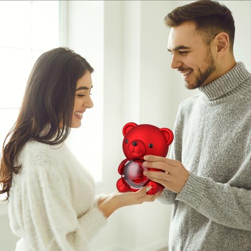 Red Teddy Bear with Real Preserved Rose & Hidden Jewelry Box - Forever Gift for Her