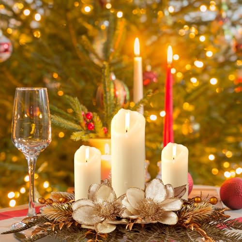 30-Inch Christmas Candle Holder Centerpiece for Dining Table & Mantel (Gold)